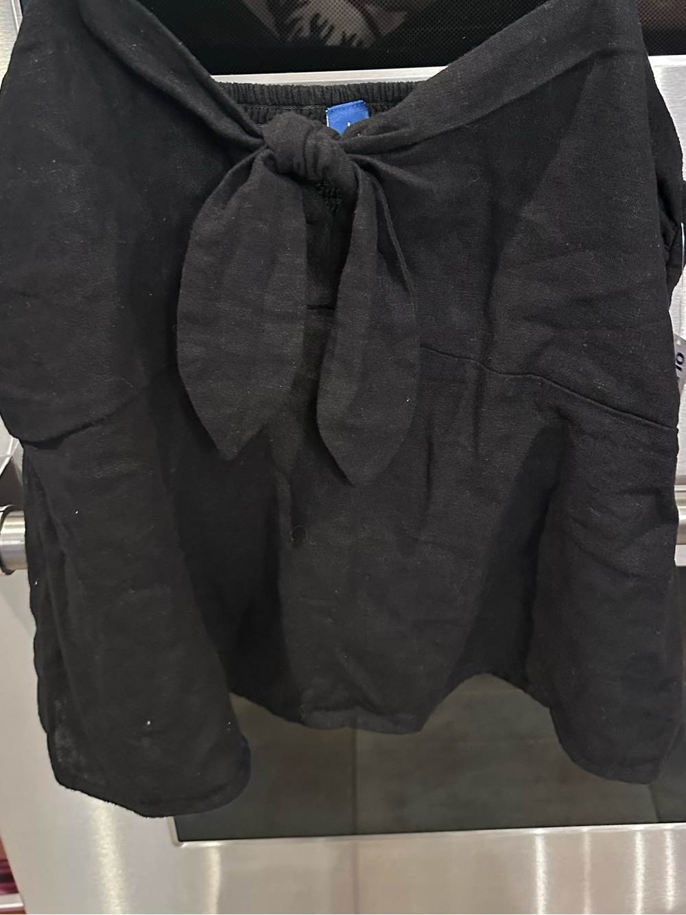 Old Navy Black Tie-Front Linen top